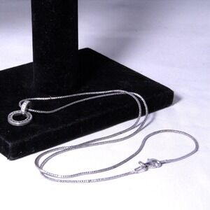 Pandora Double Circle Pave Necklace Sterling Silver 925 Cubic Zirconia 925